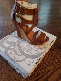 Brown wedged heels