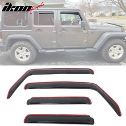 Fits 2007-2017 Jeep Wrangler& 18 Wrangler JK Unlimited In-channel Window Visors 4PCS