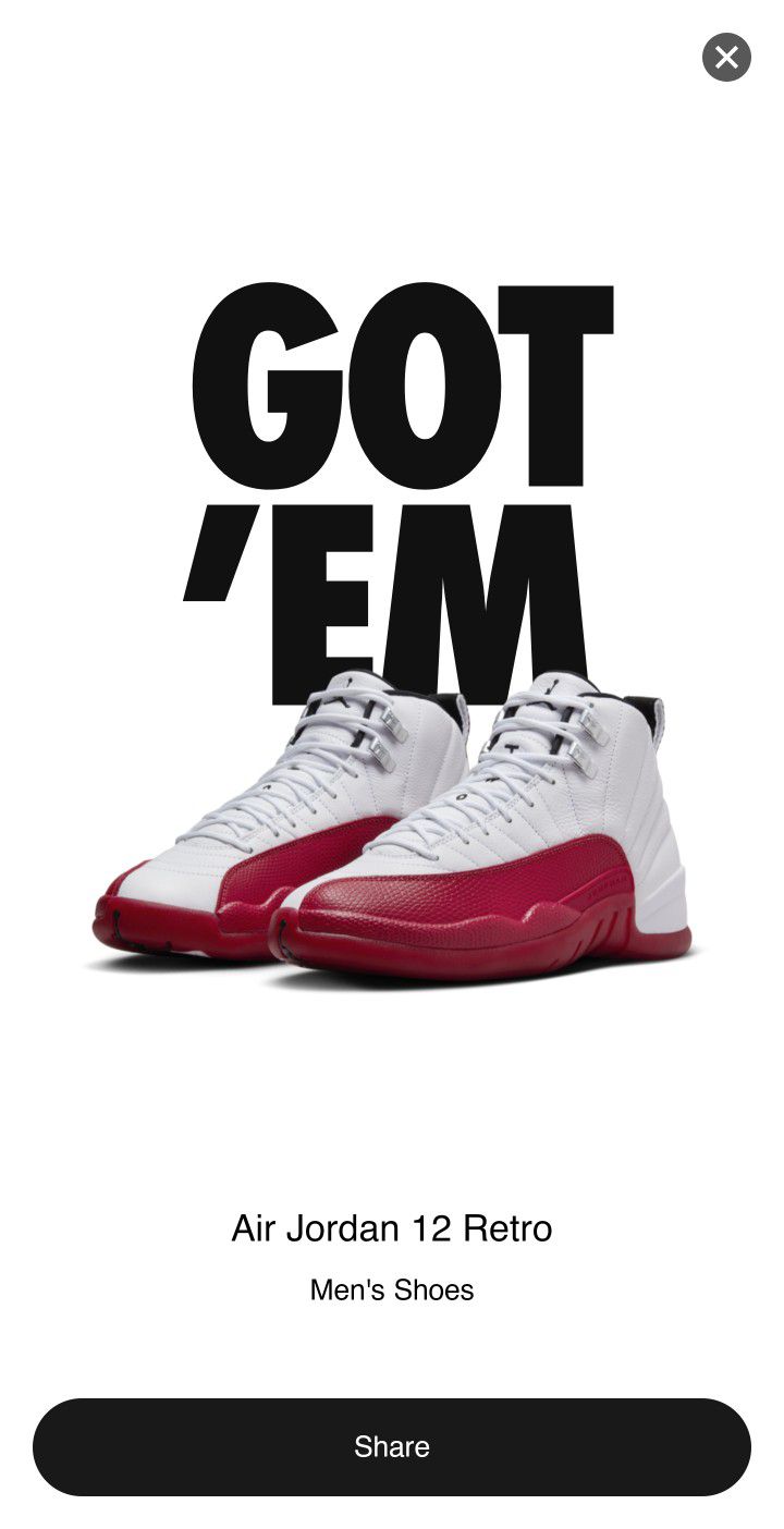 Air Jordan 12 Cherry  Size 11 From Nike Snkrs Shock Drop