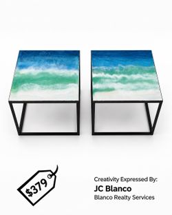 Custom Epoxy Resin Side Table Set – Ocean Design