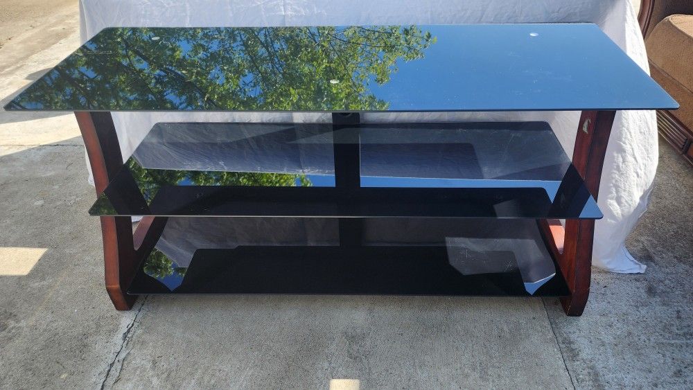 Glass 3 Tier TV Stand Entertainment Media