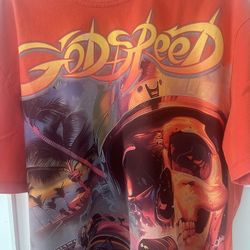 Godspeed Skull Race Car T-shirt.  Size Medium Fits Bigger 