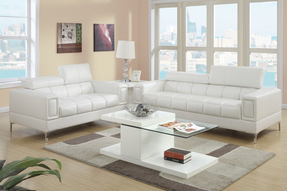 Brand New White Leather Modern Style Sofa & Loveseat