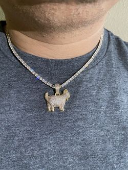 Iced out pendant with tennis chain