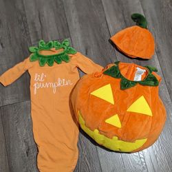 Glow-in-the-Dark Pumpkin Halloween Costume 0-6M