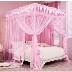 Pink canopy for twin size bed