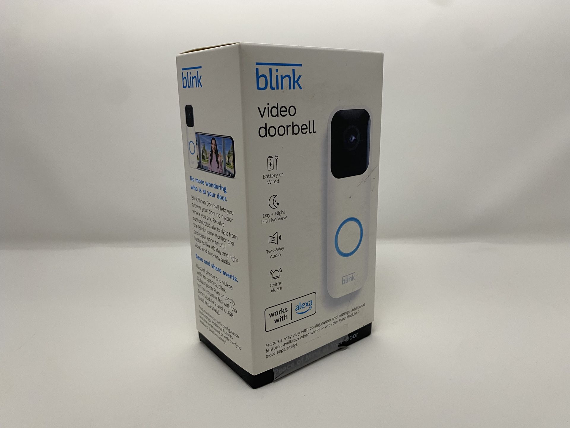 Blink Smart Wi-Fi Video Doorbell Wireless Battery Wired - White
