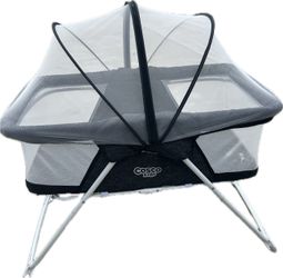Travel Bassinet for Baby, Foldable Bedside Sleeper, Black Easy Assemble, Compact Portable Lightweight - Comfy Mattress, Removable Mosquito Net, Breath