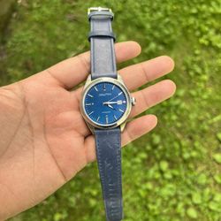 Grayton Automatic Watch With Blue Dial BLUE Leather Band Mens