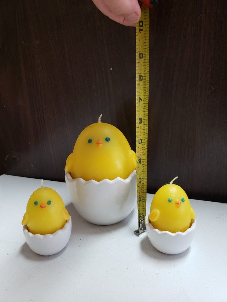 Unique Chick Candles With Ceramic Egg Shells