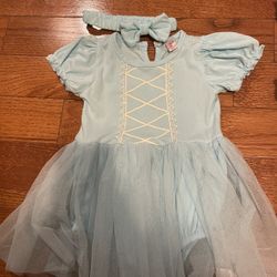 Cinderella style baby girl dress with matching bow/light blue/12-18 months