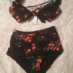 Coco Ship High Waisted Bikini Cherry Blossom Size 4 Brand New 