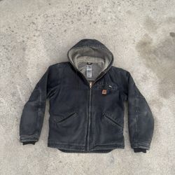 Black Carhartt Work Jacket with Hoodie