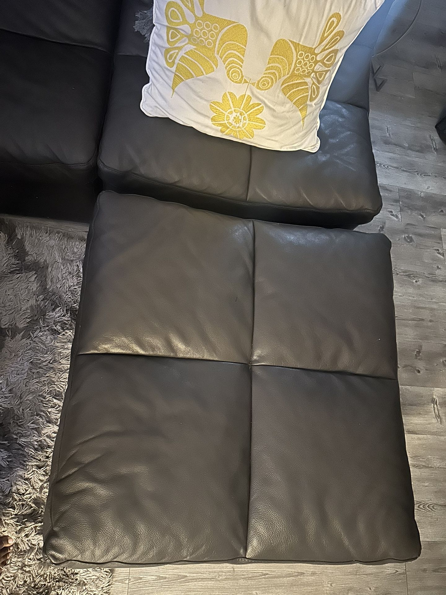 Italian Grey Leather Sectional