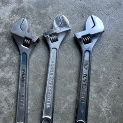 Three adjustable wrenches, 12 inch
