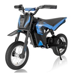 HOVERMAX H12M 24V Electric Dirt Bike, 300W Electric Motorcycle 12.5MPH Max Speed, Ride On Toys motocross for Kids Teens, Blue