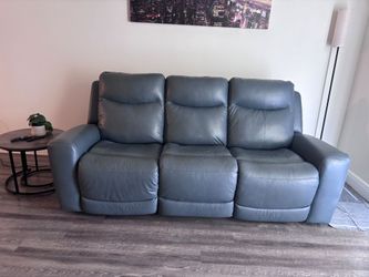 Full Leather Blue Couch - Relatively new