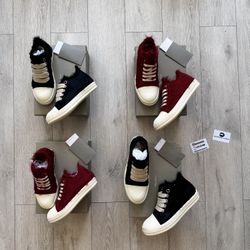 Rick Owen’s Fur Low Tops Black And Red