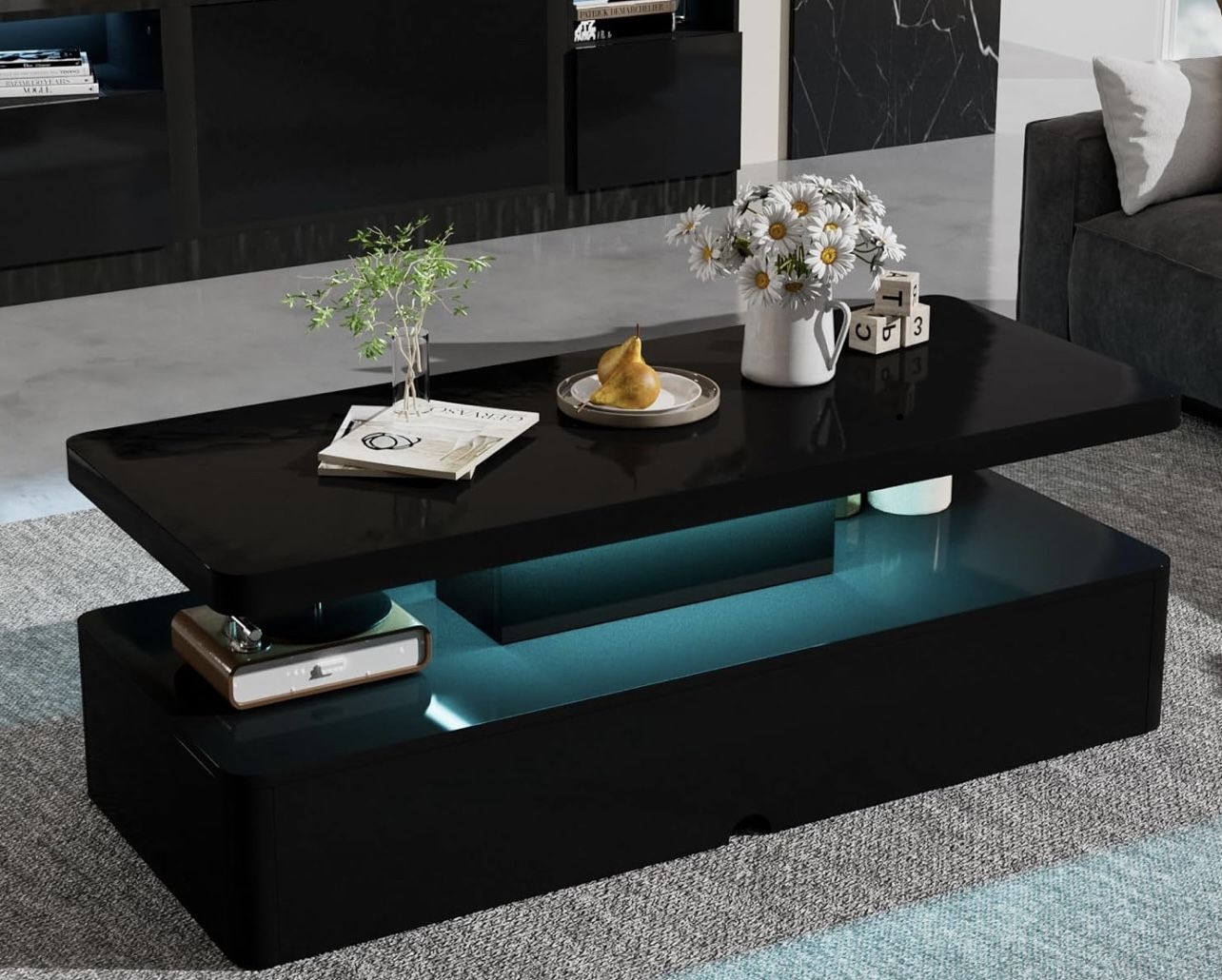Black Lighted Coffee Table 
