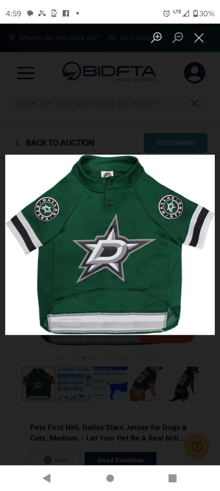 Pets First NHL Dallas Stars Jersey