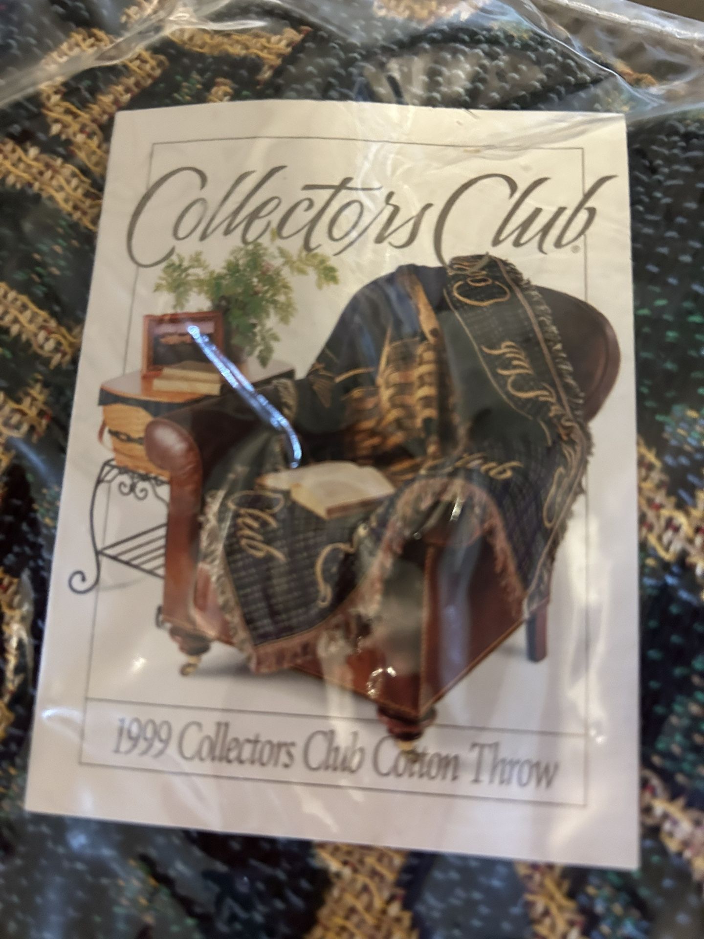 Longaberger 1999 Collector Club 46 X 67 Blue/green Blanket