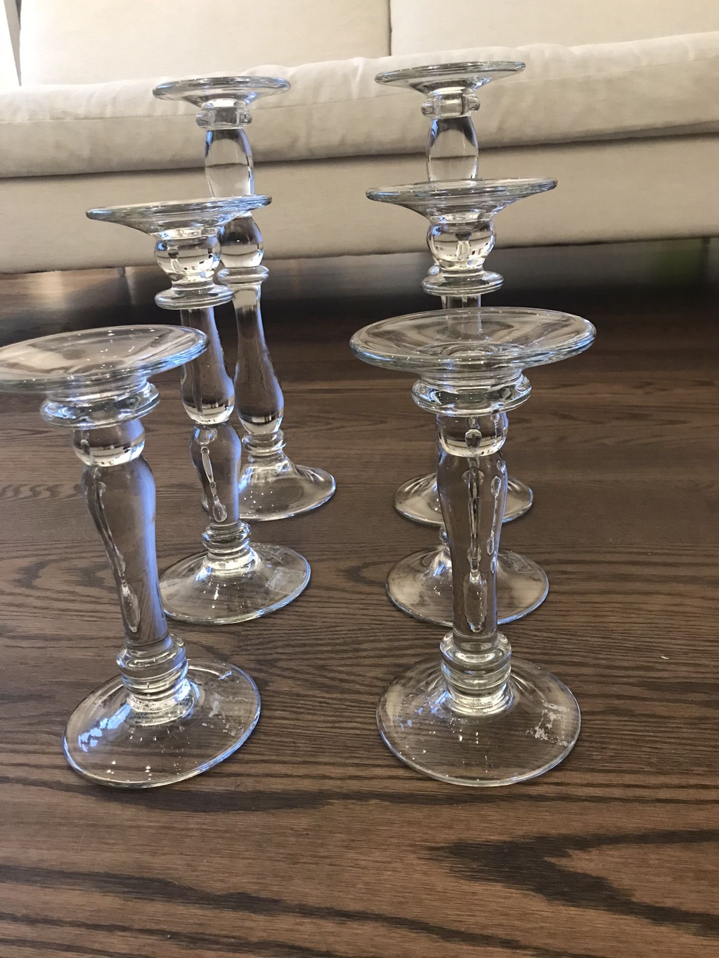 Pottery Barn Glass Candlesticks 