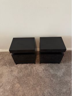 Pair of Modern Black Nightstands