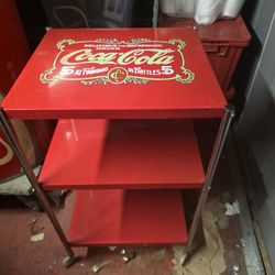 Vintage Metal  Coca Cola  Retro  3 Tier Rolling Cart Collectible