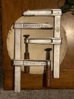 Vintage Wetzler Clamp Co. sliding bar clamps.  Mid-sized "7-A" and "7-B" F-style models