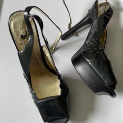 Women’s Size 7.5 Black Vintage Slingback Stiletto Heels