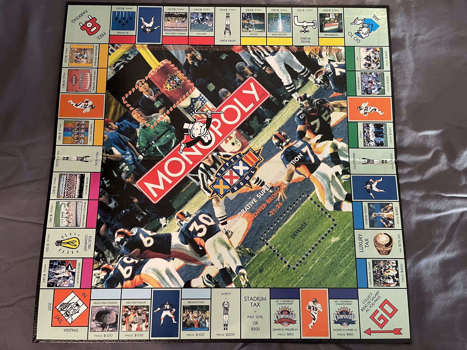 Super Bowl XXXII Monopoly Green Bay Packers Denver Broncos