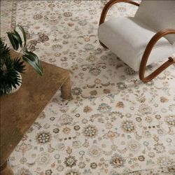 Cream Floral Persian-Style Area Rug 8x10