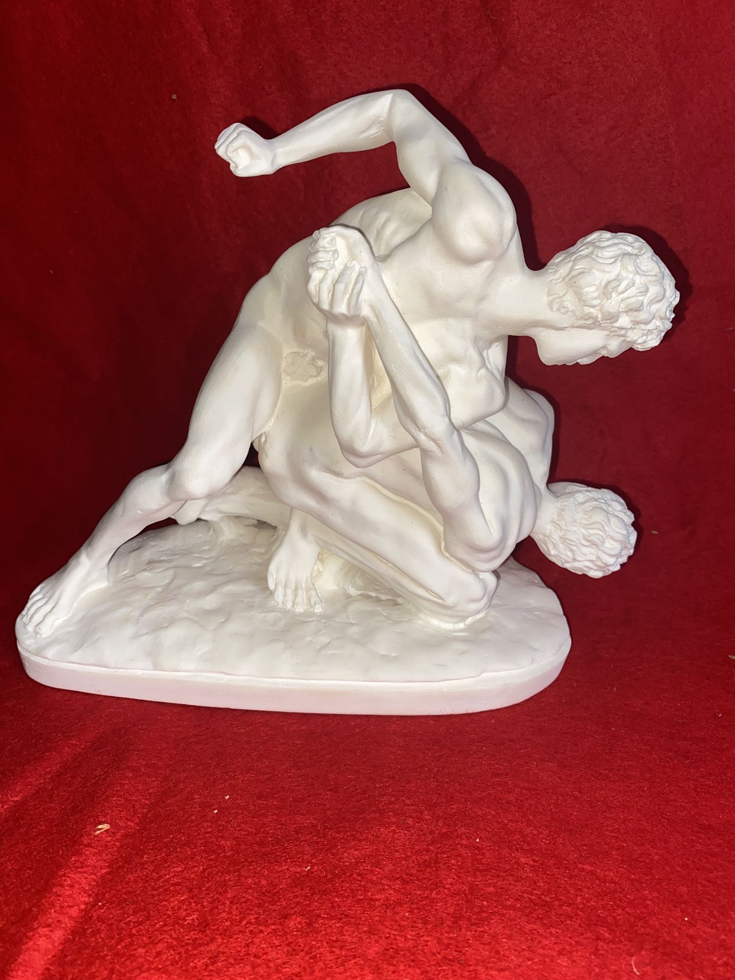 Vintage 7 Inch x 7 Inch Alabaster Greek Wrestlers Imported From Greece