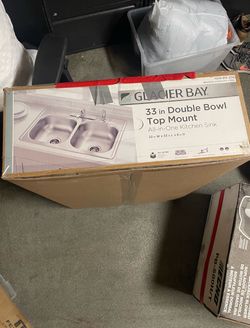 Glacier Bay 33in Double Bowl Top Mount Kitchen Sink