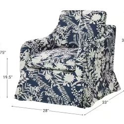 Brand New JAYDEN CREATION Albert Navy Floral Slipcover Swivel Chair with Removable Cushion.     CHM0850-NAV-S2