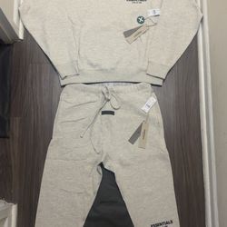 Fear of God Essentials Set Hoodie & Pants Light Oatmeal Size: M