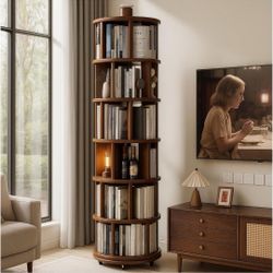 Real Solid Wood walnut Rotating Round Bookshelf Towers with Wheels,Bookcase
solid wood Revolving Bookcase,Many gifts to give 360° tall bookshelves Ret