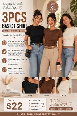 3-Piece Basic T-Shirt Set Size XL