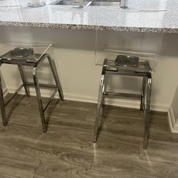 Two Clear Bar Stools