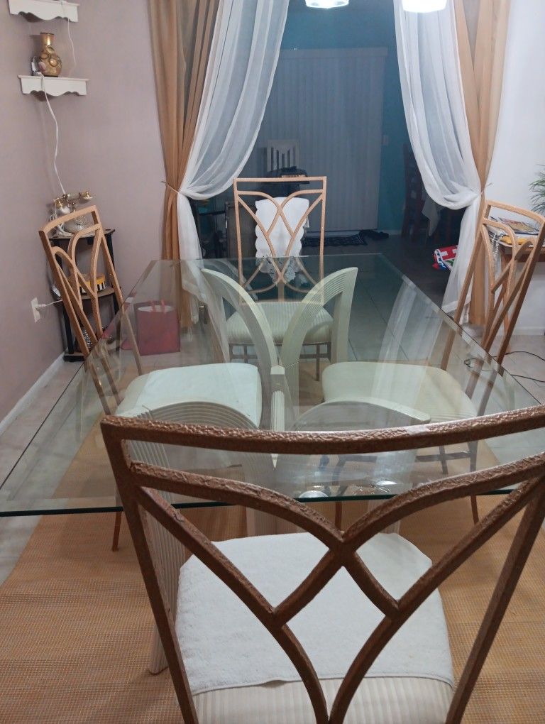 Dining  Table $175.00, Oblong  Shape, BEIGE Stand , 4 BEIGE Chairs
