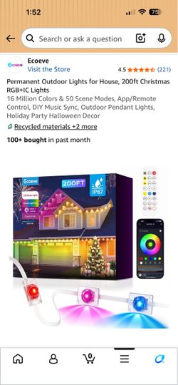 Ecoeve 200ft Permanent Outdoor RGB+IC Lights