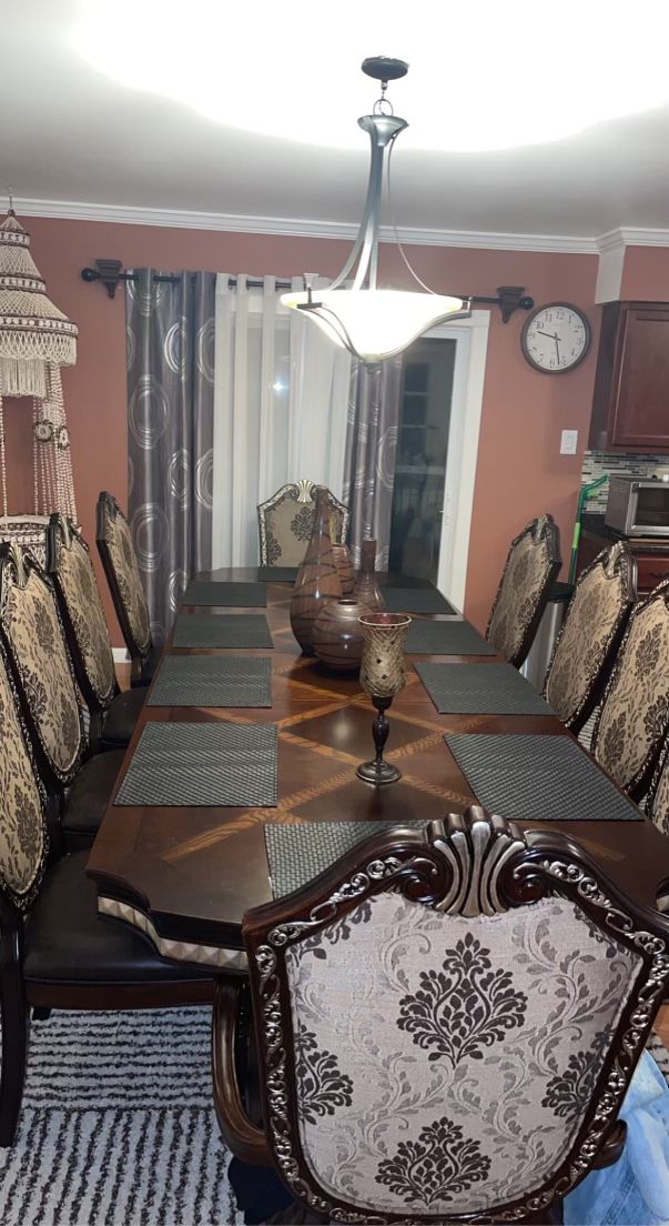 Nice Dining Room Table 10 Chairs And China Cabinet 