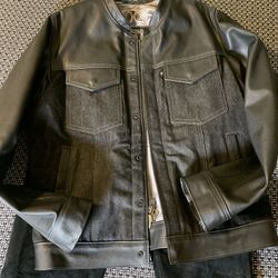 Man Jacket Leather/Denim Bike Style XL