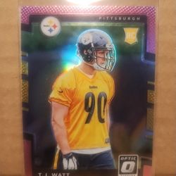 2017 Panini Donruss Optic #122 TJ Watt Pink Prizm RC Pittsburgh Steelers