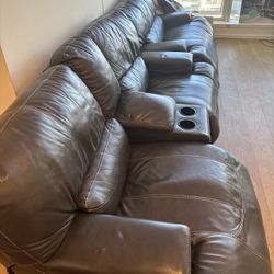 2 Piece Reclining Leather Sofa 