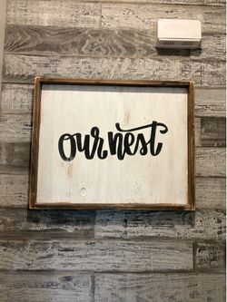 Our nest farmhouse rustic style wooden wall hanging picture