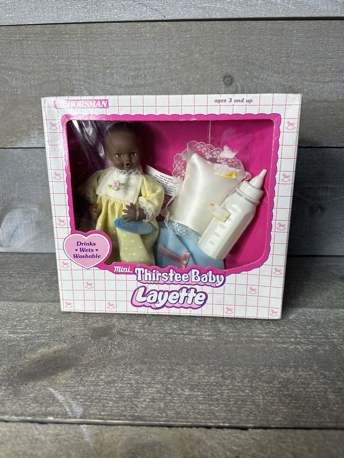 Vintage Horsman Mini Thirstee Baby Layette Doll 17049 New Sealed African America