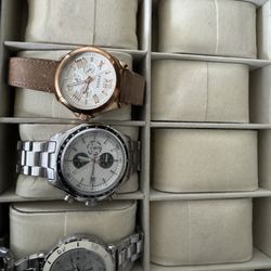 3 Fossil watches And Watch Box