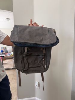 Gray Canvas Flap Backpack
