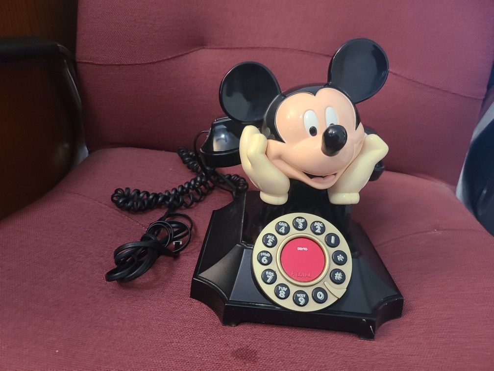 Vintage Mickey Mouse Desk Lying Down Phone Dial Rotary Style 